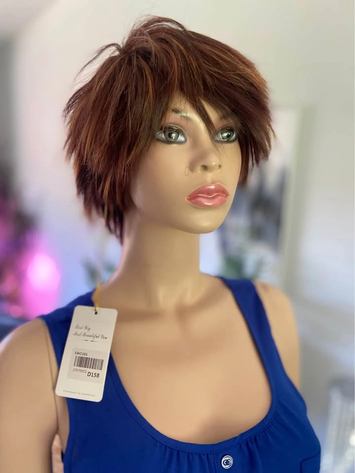 NWT: Short Edgy Layered Textured Spiky Highlighted Copper Brown - photo 2