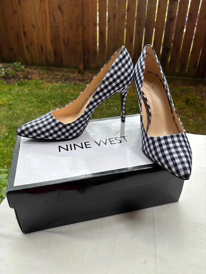 Nine West Black White Gingham Pumps - Size 8.5 - photo 4