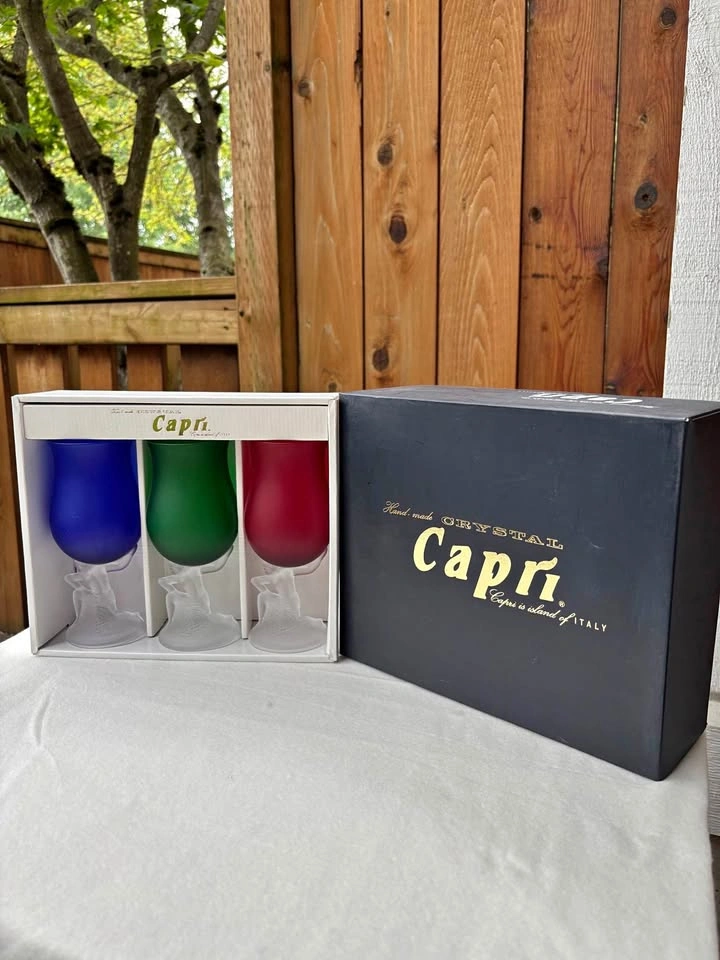Capri Hand Made Crystal Goblets Set of 3 (Brand new)