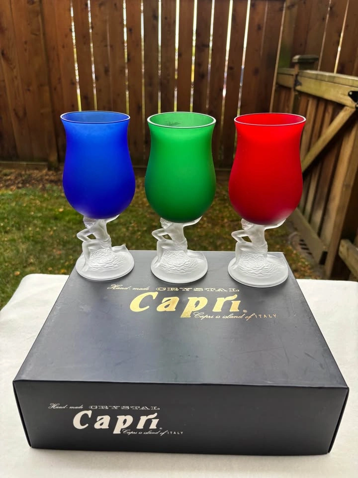 Capri Hand Made Crystal Goblets Set of 3 (Brand new) - photo 2