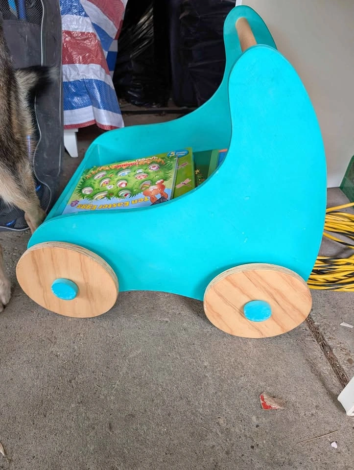 Wooden walker and toy cart