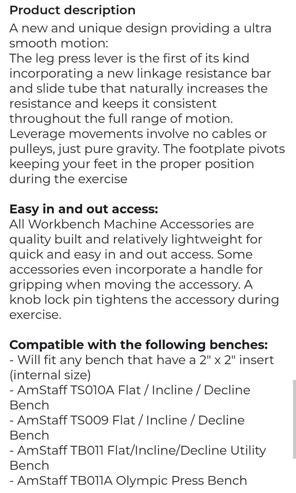 Weight Bench Leg Press Attachment - photo 3