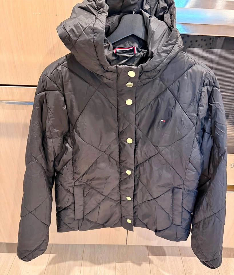 Lightweight Hooded Padded Quilted Jacket Black Size L
