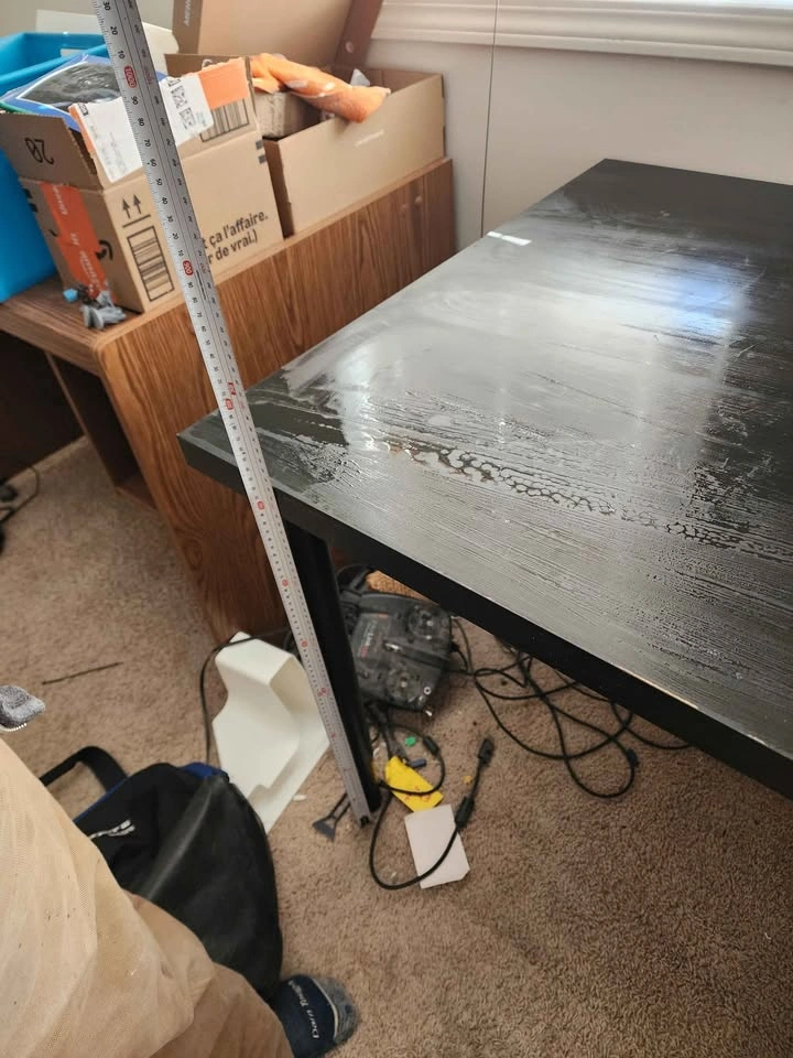 Bigger Ikea Desk - Black Top, Dark Blue Drawers - photo 4