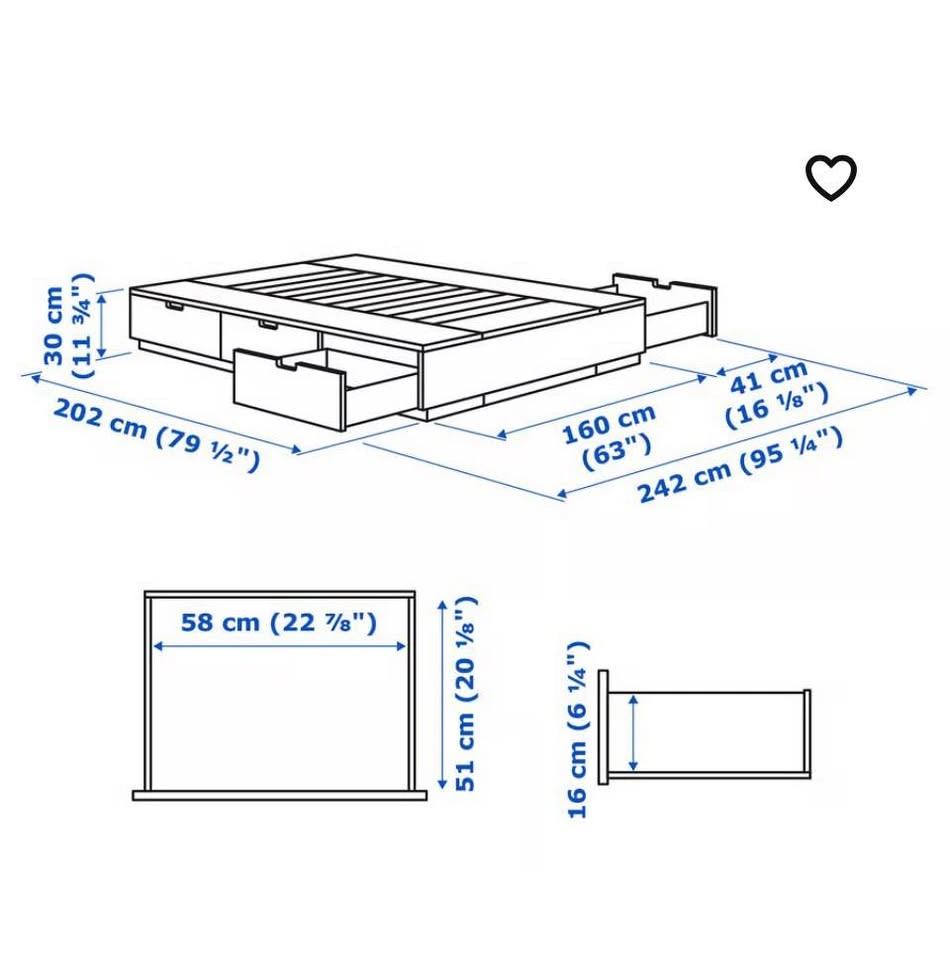 IKEA Queen Bed Frame w/ 6 Drawers, Headboard & Mattress - photo 2