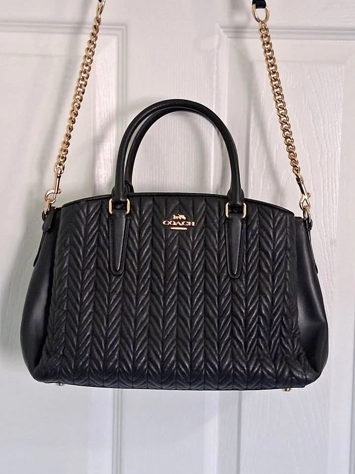 Black Quilted Leather Satchel Bag