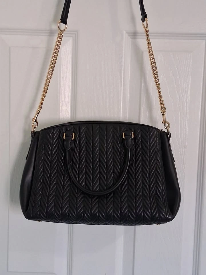 Black Quilted Leather Satchel Bag - photo 4