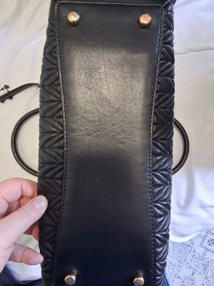 Black Quilted Leather Satchel Bag - photo 5