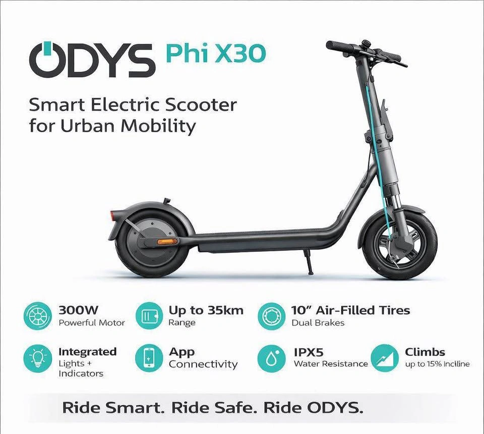 BRAND NEW & SEALED: ODYS Phi X30 Smart Electric Scooter – 35km R - photo 2