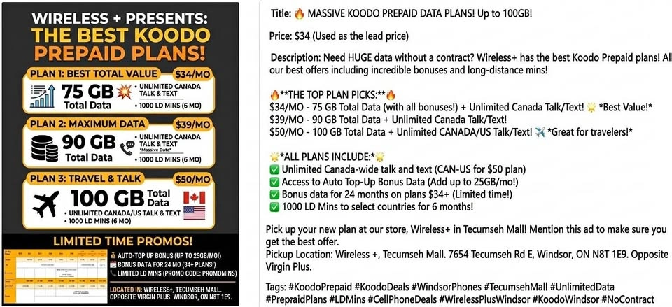 MASSIVE Koodo Prepaid Deals – Up to 100GB Data! No Contracts!