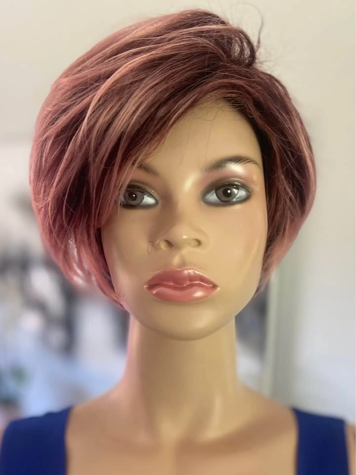 NWOT Short Layered Spiky Pixie Cosplay Wig - Pink & Burgundy - photo 3