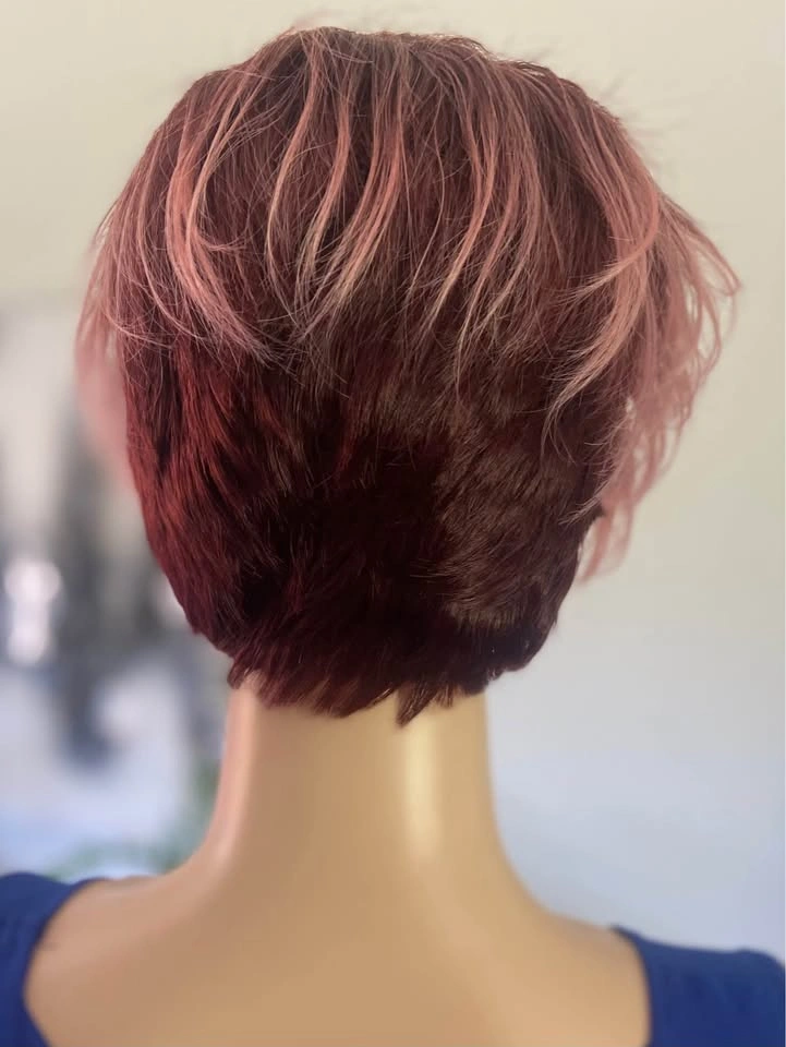 NWOT Short Layered Spiky Pixie Cosplay Wig - Pink & Burgundy - photo 4