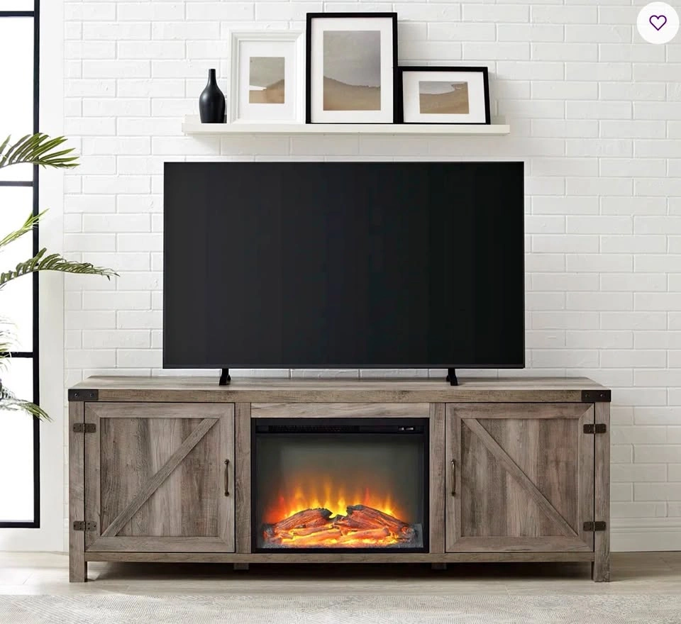 Marckson 58" Barn Door TV Stand with Electric Fireplace