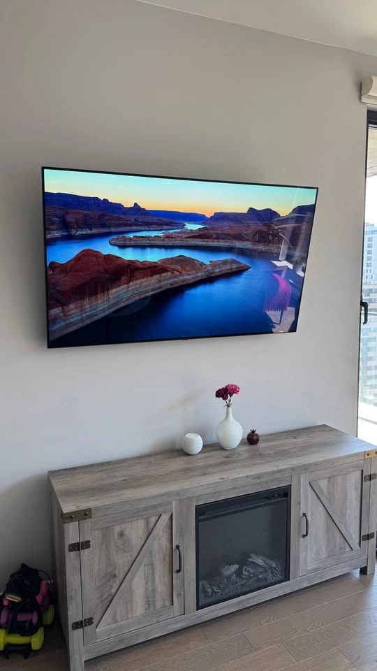Marckson 58" Barn Door TV Stand with Electric Fireplace - photo 2
