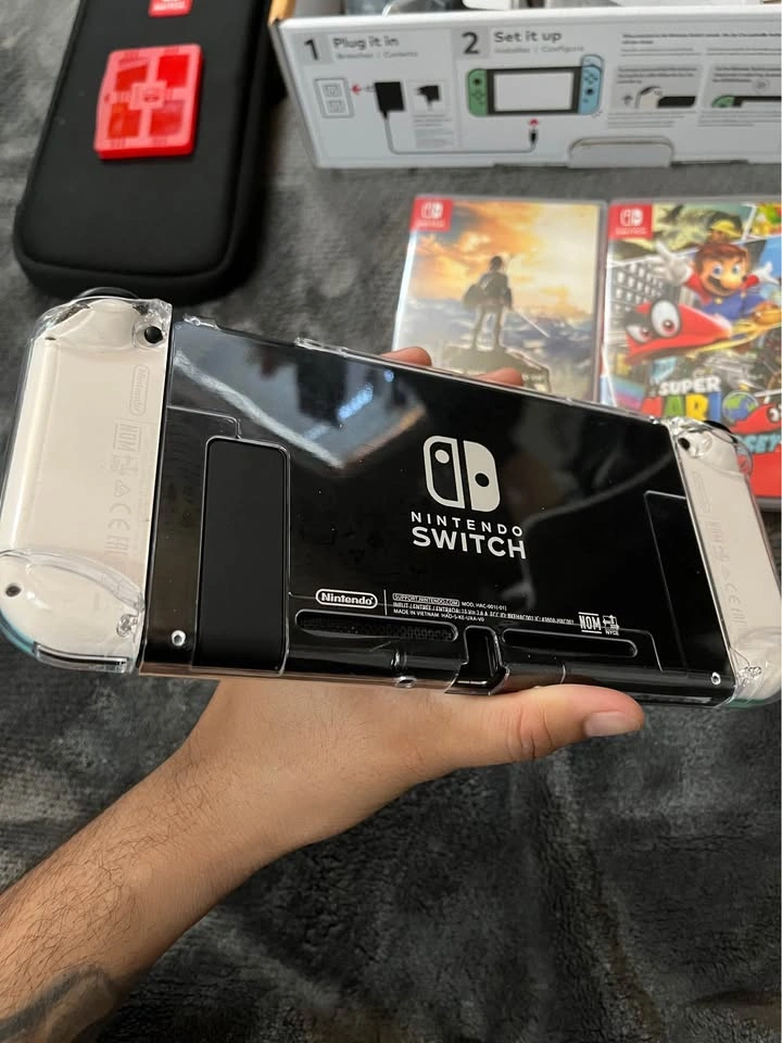 Nintendo Switch Animal Crossing + Zelda + Mario Odyssey + Case - - photo 3