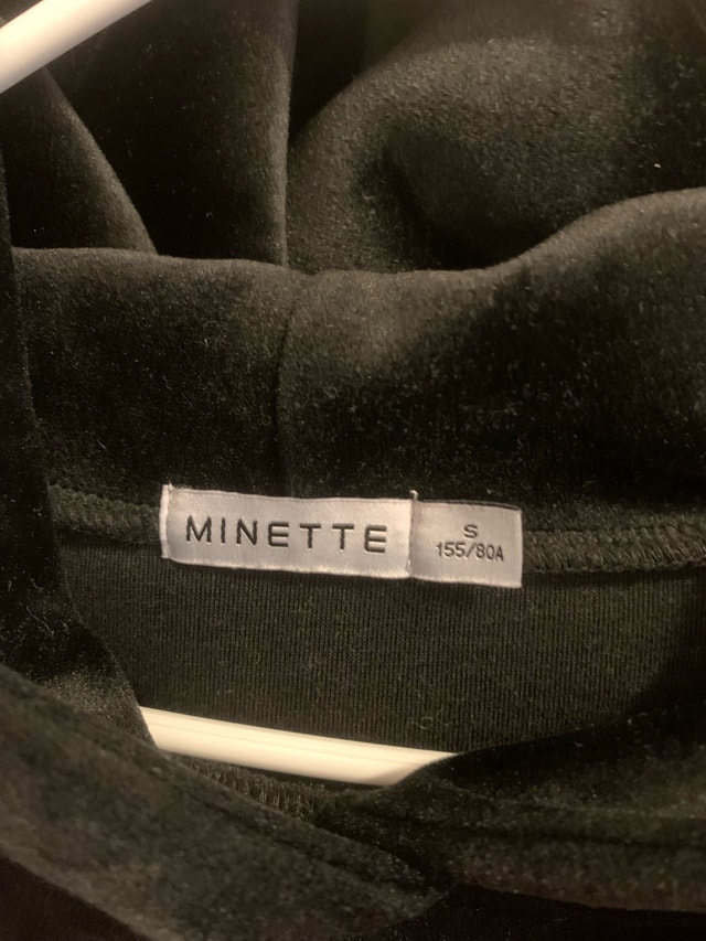 S Black Velour Hoodie - Mid-Length Velvet Sweatshirt - photo 3