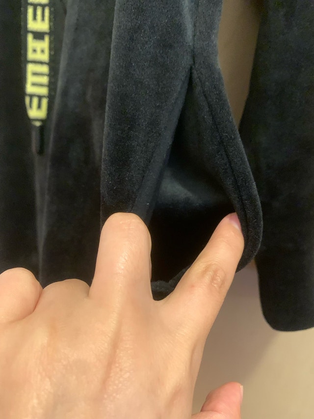 S Black Velour Hoodie - Mid-Length Velvet Sweatshirt - photo 5