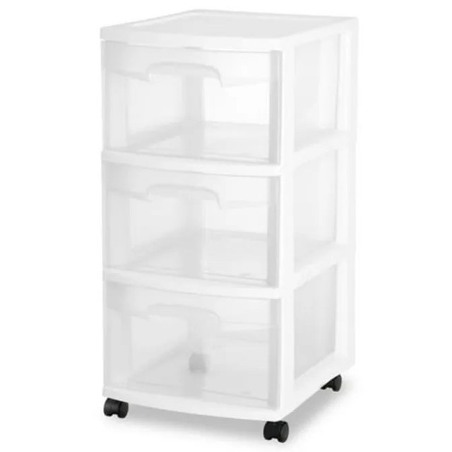 Sterilite White 3-Drawer Storage Cart