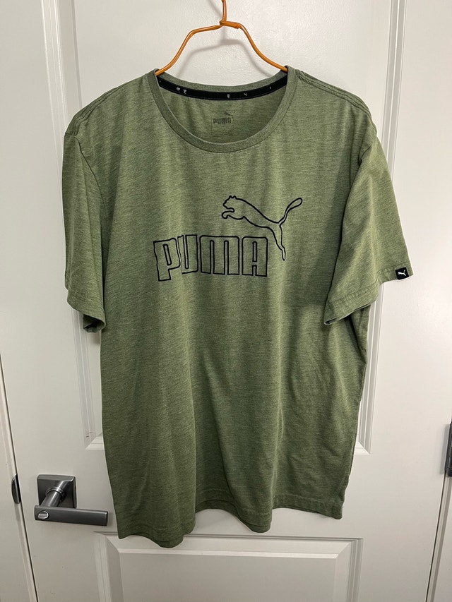 Puma Men's Olive Green Logo Crew Neck T-Shirt L