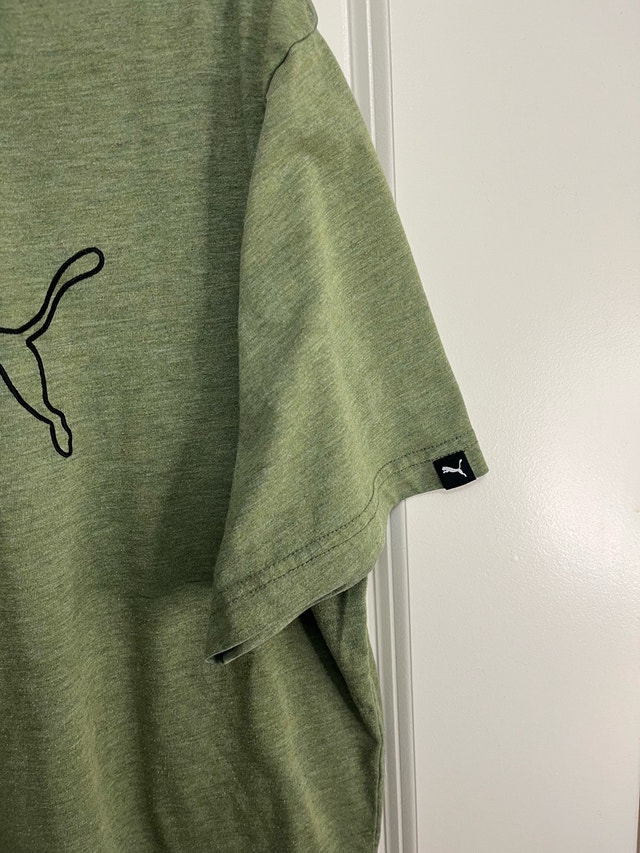 Puma Men's Olive Green Logo Crew Neck T-Shirt L - photo 3