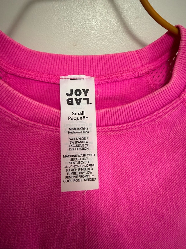 JoyLab Hot Pink Short Sleeve Active Crop Top S - photo 3