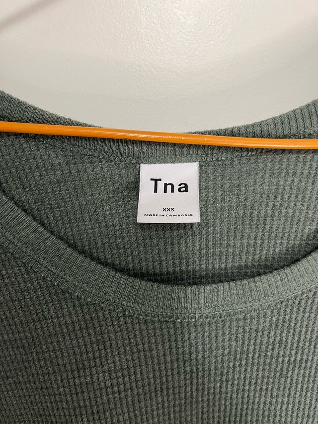 TNA Women's Moss Green Waffle-Knit Long Sleeve Top XXS - photo 2
