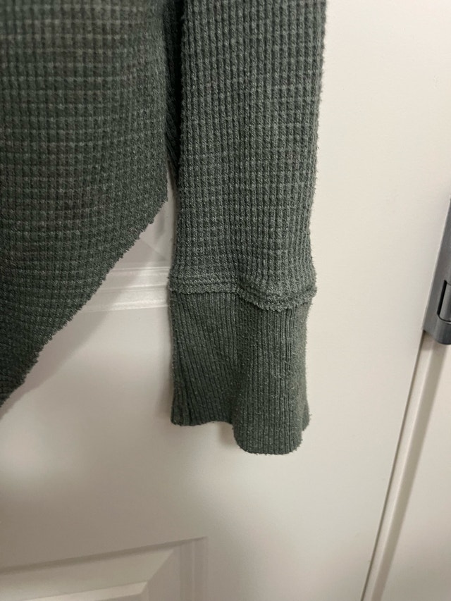 TNA Women's Moss Green Waffle-Knit Long Sleeve Top XXS - photo 4
