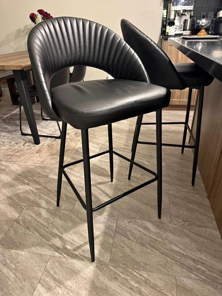 Two Leather Kitchen Stools