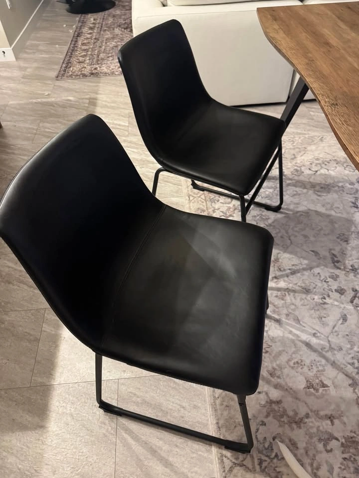 Black leather dining chairs like new - photo 2
