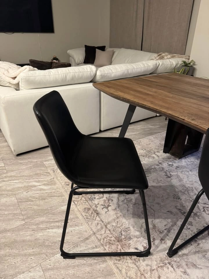 Black leather dining chairs like new - photo 4