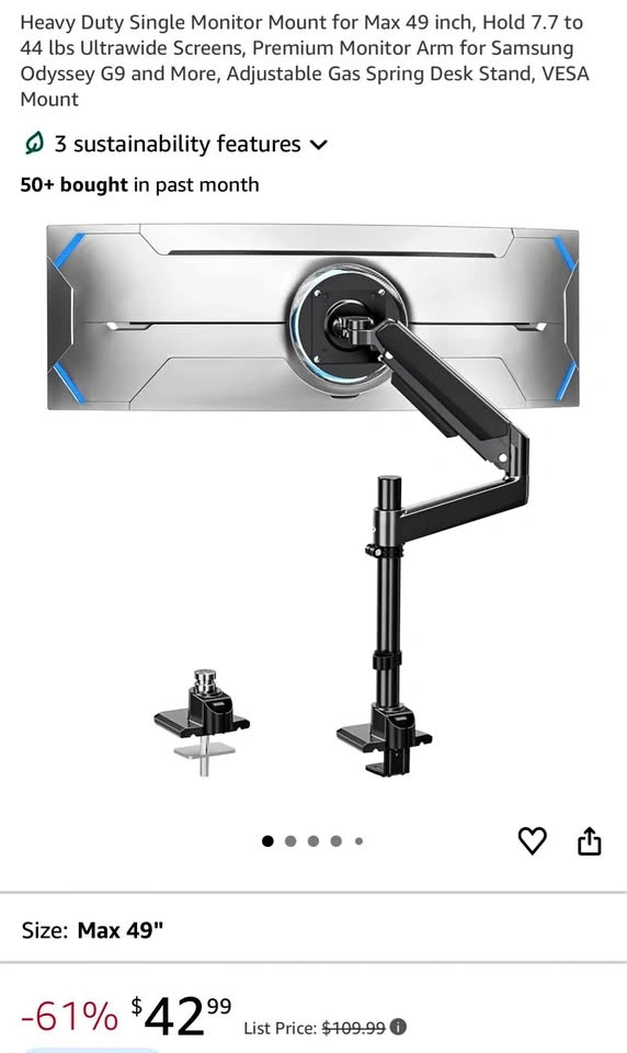 Heavy Duty Single Monitor Mount (New)