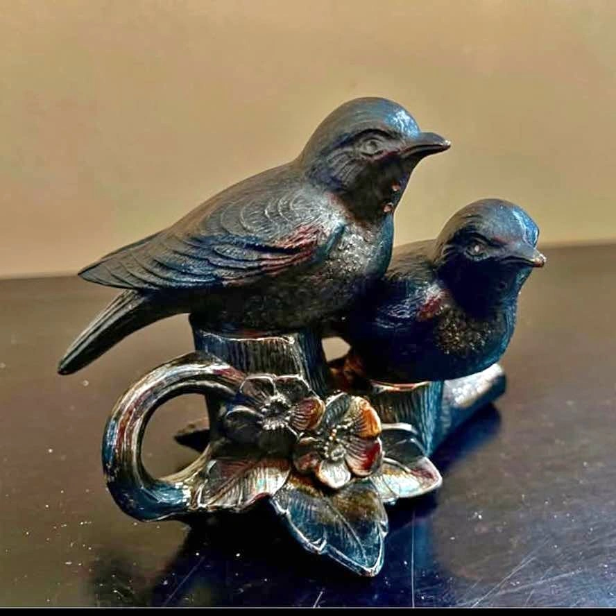Vintage Love Birds on Metal Branch Salt & Pepper Shakers