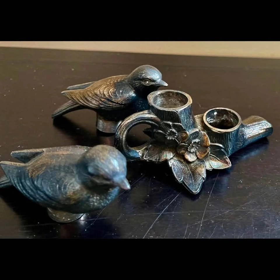Vintage Love Birds on Metal Branch Salt & Pepper Shakers - photo 4
