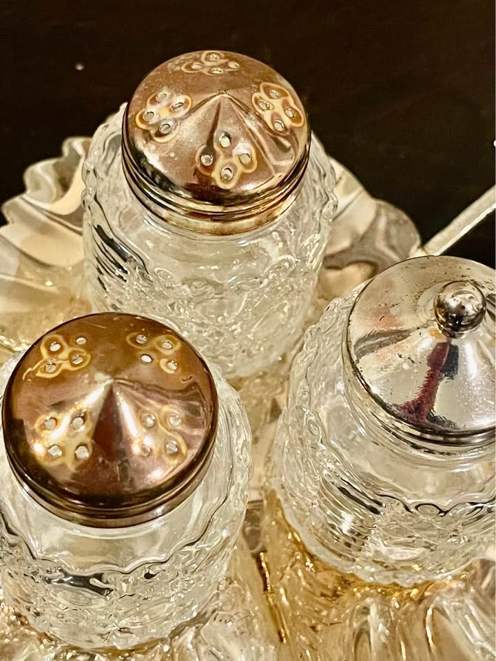 Vintage Queen Anne Cruet Set - 4 Pc Silver Plated - photo 4