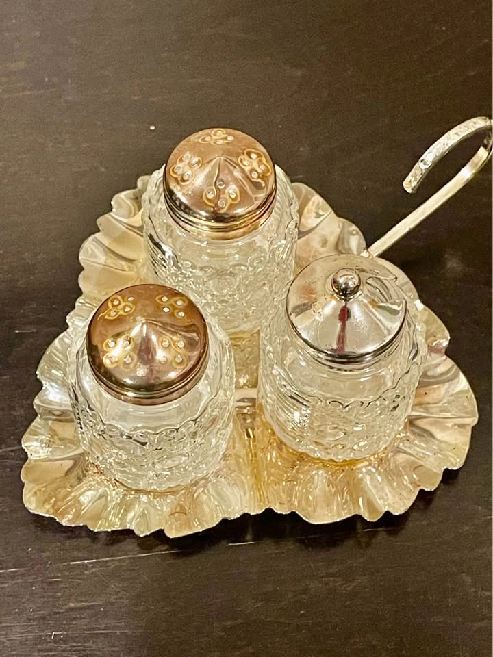 Vintage Queen Anne Cruet Set - 4 Pc Silver Plated - photo 5