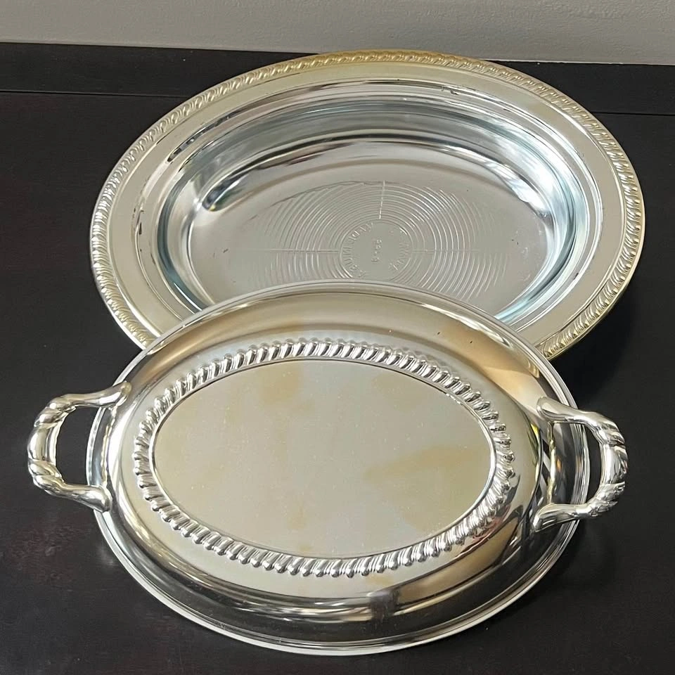 Vintage Wm A Rogers Silver Plated Serving Dish w/ Glass Insert - photo 4
