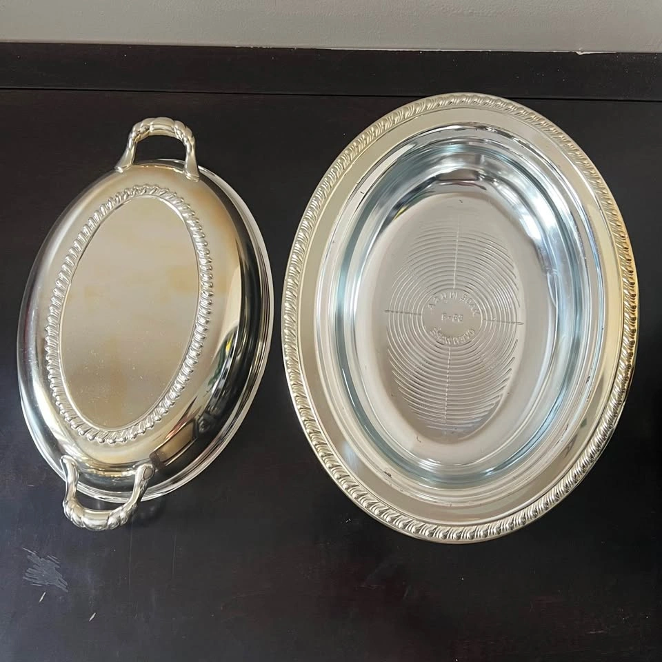 Vintage Wm A Rogers Silver Plated Serving Dish w/ Glass Insert - photo 5