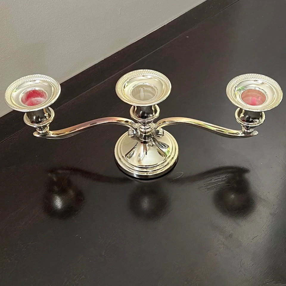 Vintage Style Silver Plated 3 Branch Candelabra - photo 2