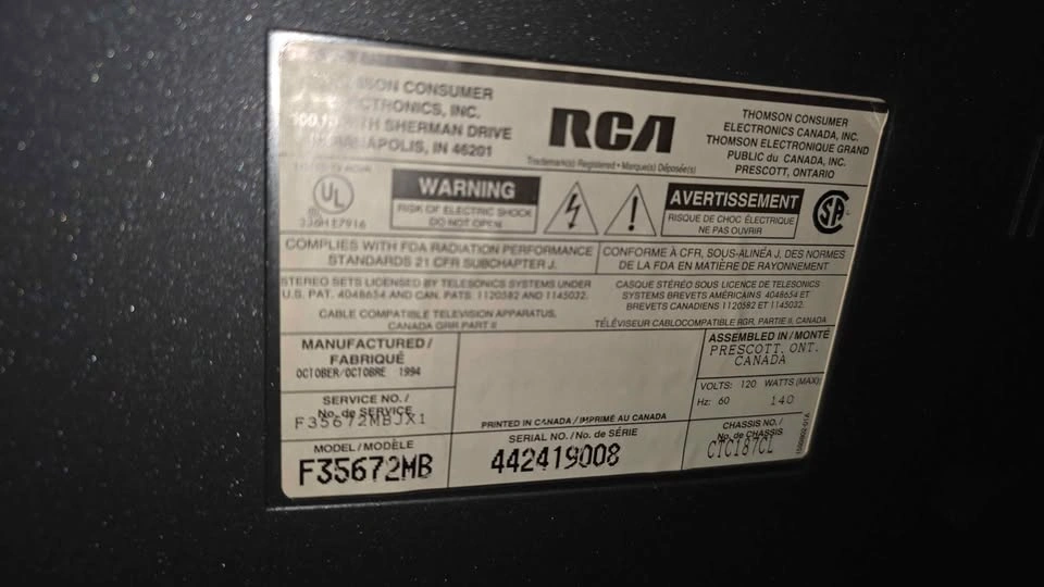Old RCA CRT TV - Approx 35 inch - photo 3