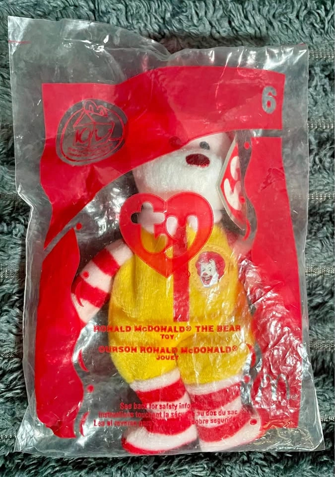 Sealed 2004 Ty Teenie Beanie Baby Ronald McDonald Bear #6