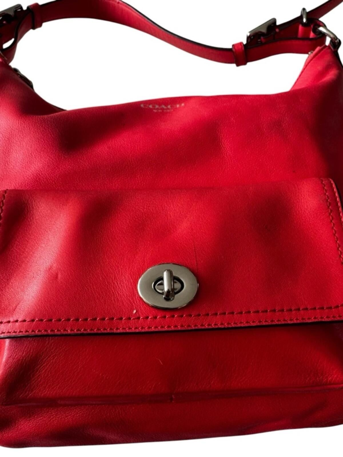 Coach Courtney Legacy Coral/Orange Leather Turnlock Hobo Shoulde - photo 2
