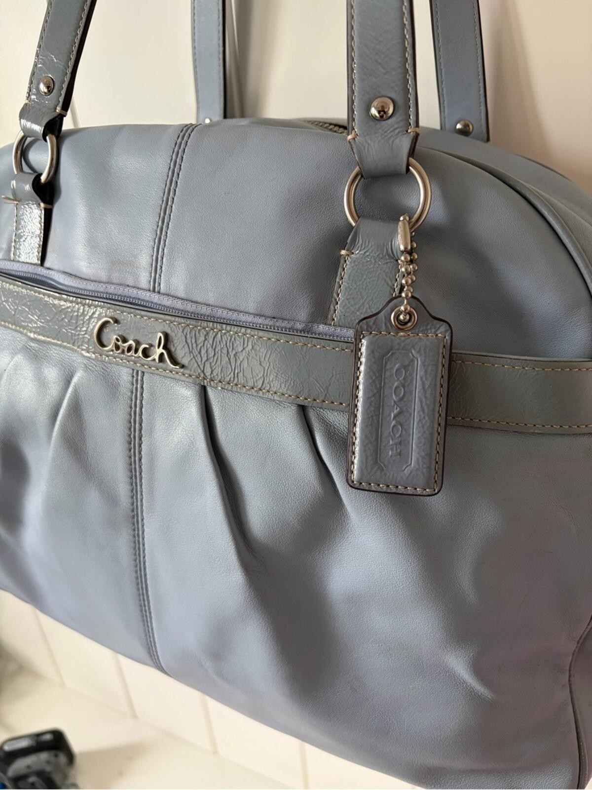 Coach Addison Sky Blue Leather Tote F18374 Purse Diaper Bag X-La - photo 2
