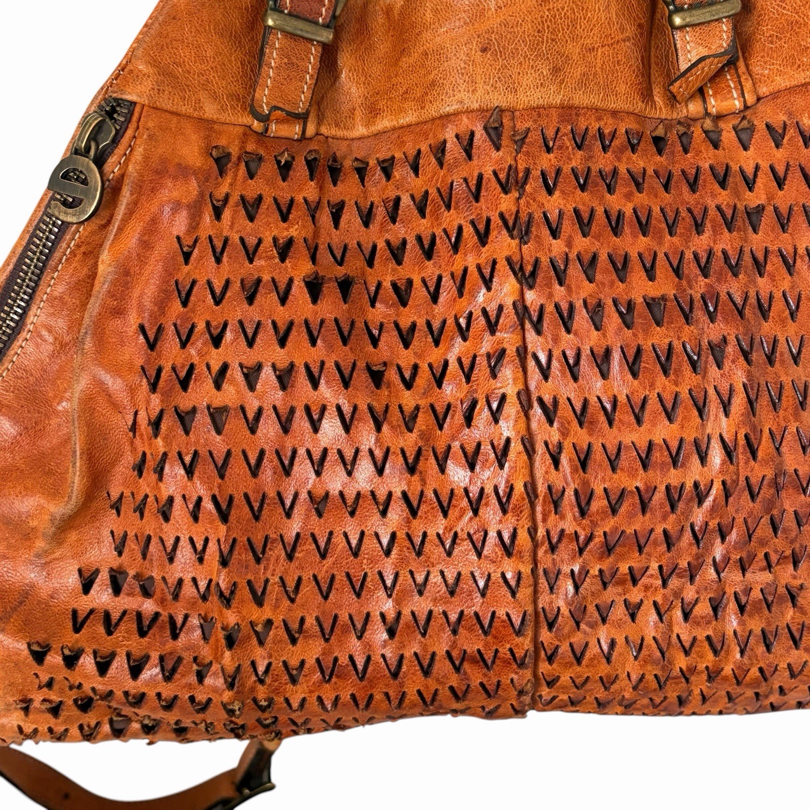 Elenco Portugal Leather Top Zip Tote Crossbody Bag - Cognac - photo 4