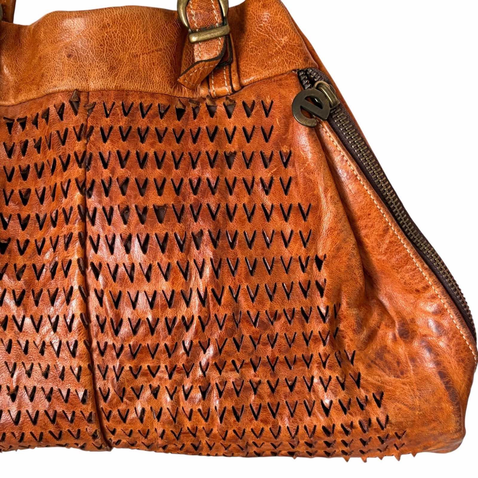 Elenco Portugal Leather Top Zip Tote Crossbody Bag - Cognac - photo 5