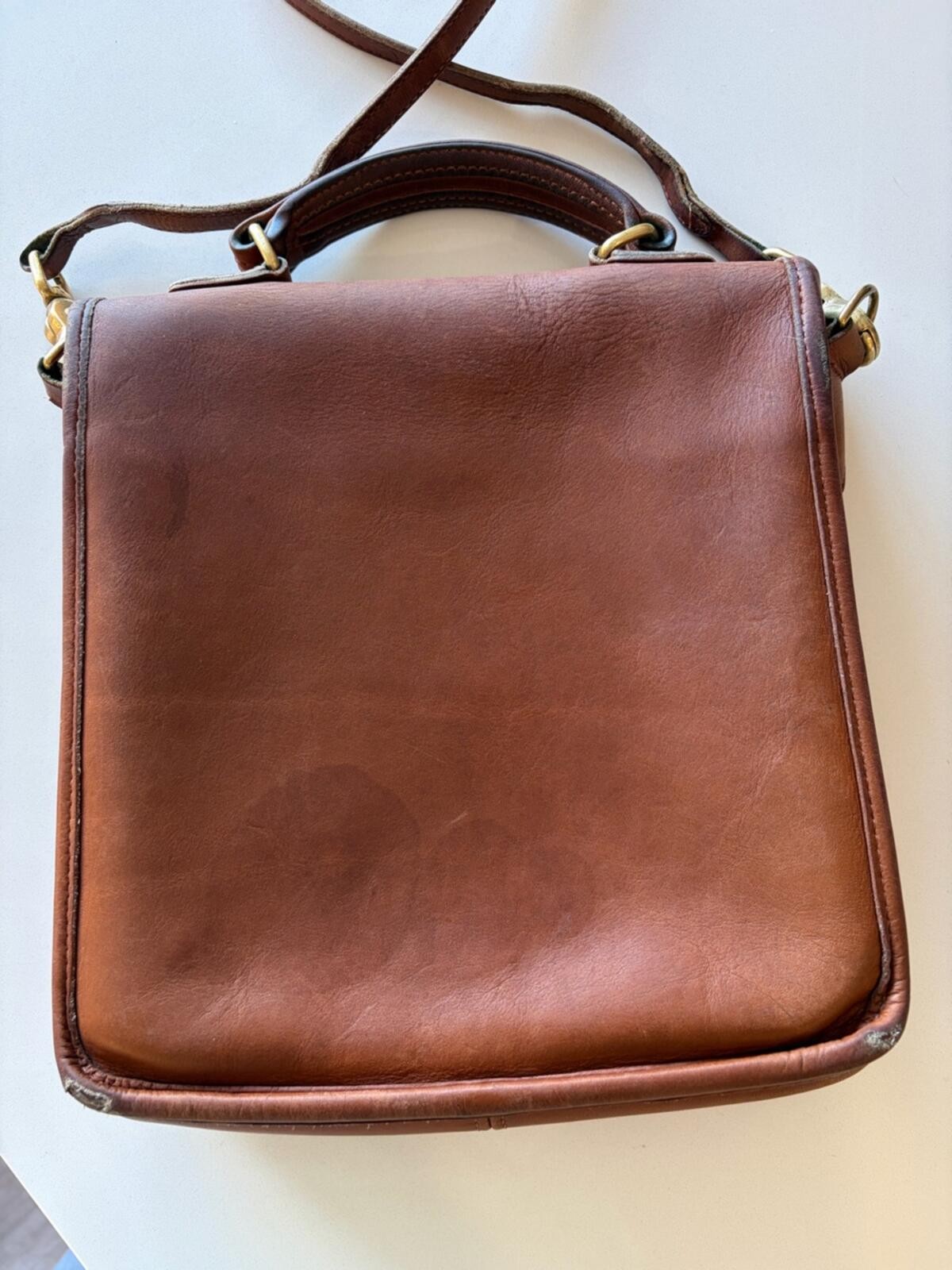 Vintage Coach Station Bag Classic Brown Leather Crossbody Satche - photo 4