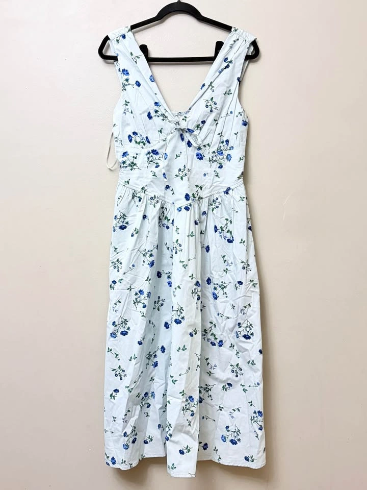 NWT Band Of The Free Blue Floral Cotton Midi Dress - Size M - photo 2