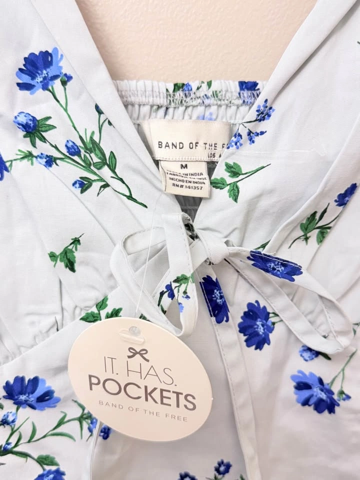 NWT Band Of The Free Blue Floral Cotton Midi Dress - Size M - photo 5