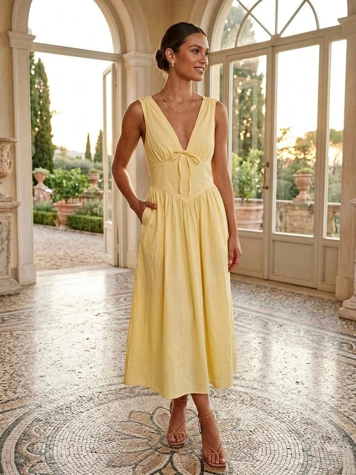 New Yellow Band of the Free Summer Dress with Pockets