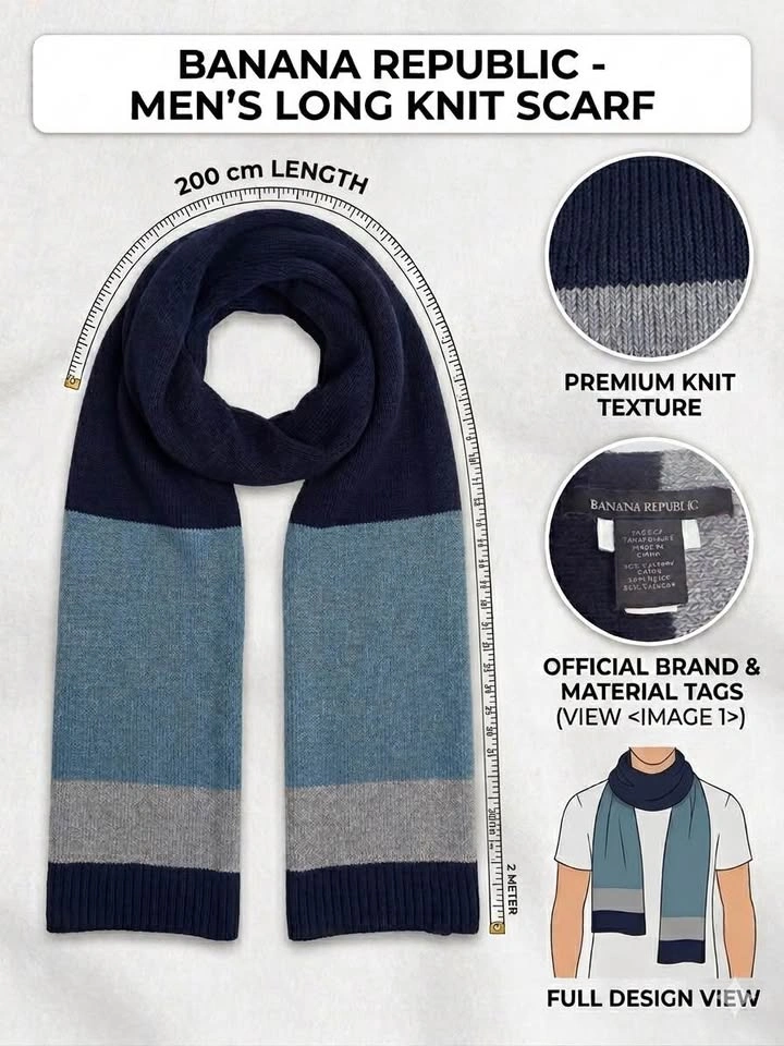 Banana Republic Men's Scarf - Blue/Gray Colorblock