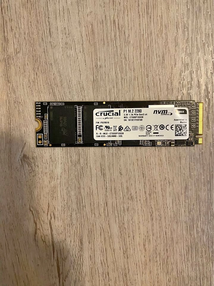 500GB Crucial NVME M.2 SSD